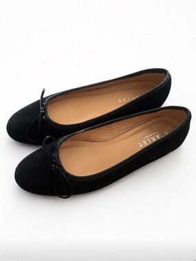Scarlet Black Bow Ballet Flats